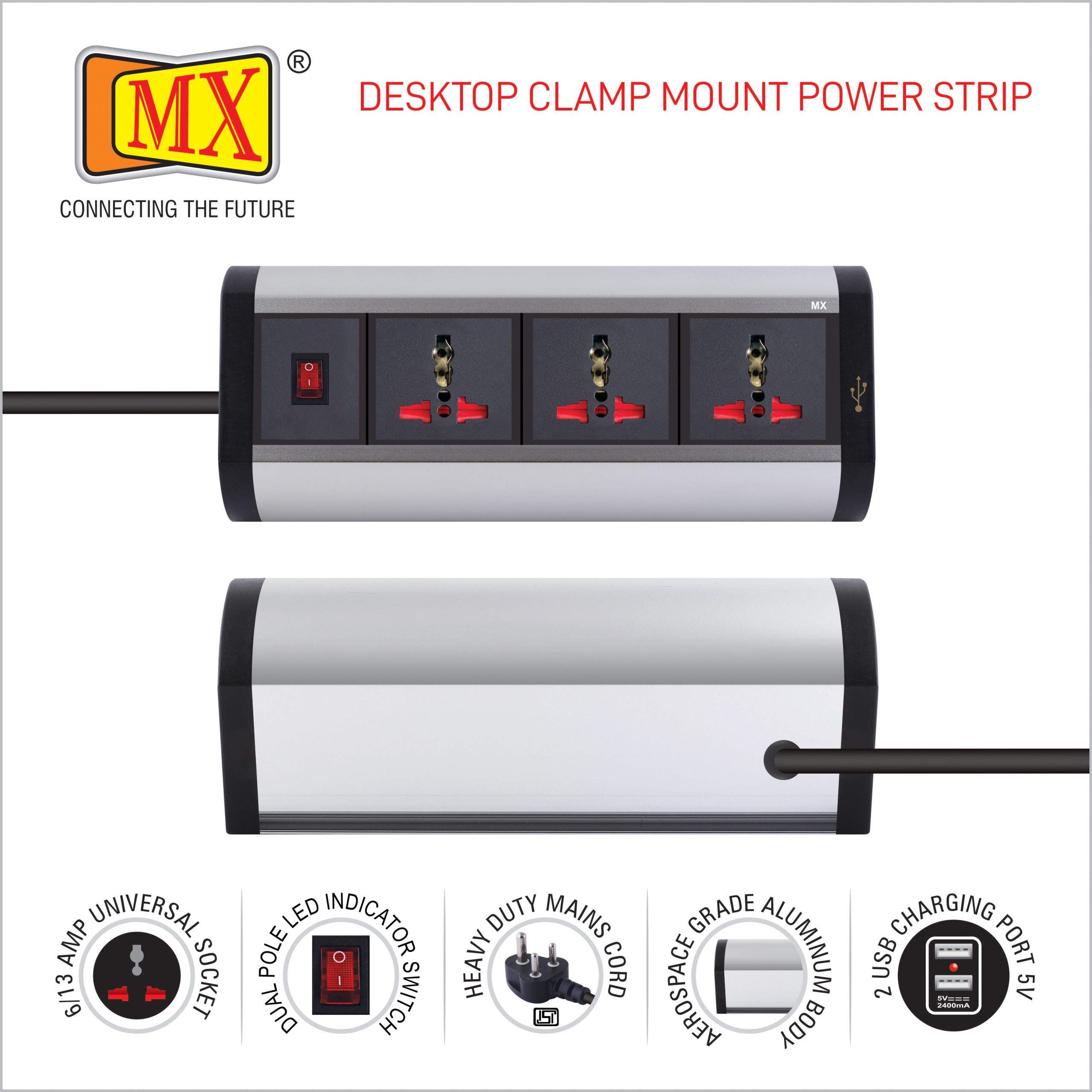 MX POWER TRACK WALL / TABLE BRACKET MOUNT (32 AMP 250V) – 1.0 MTR