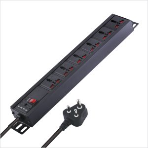 MX 6-Outlet Power Distribution Unit with 5 Amp Universal Sockets, Child Safety Shutter, Power Strip, Industrial Standard Aluminum Extrusion Body - Wall Mount / Desk Mount, Heavy-Duty 1.5-Meter Power Cord.