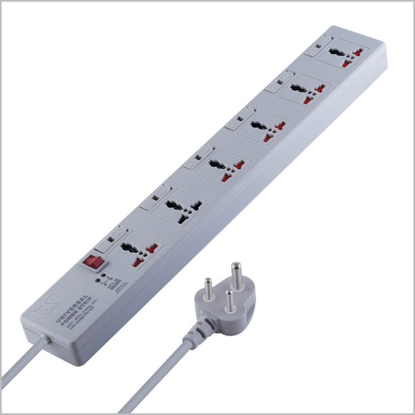MX 6 Outlet Universal Power Strip With Individual Fuse For Each Socket, Heavy Duty 10 mtr Power Cord & With Child safety Shutter