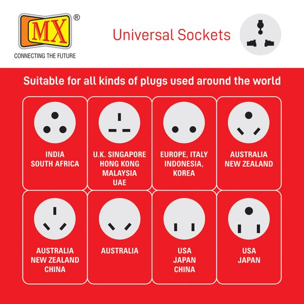 MX Power Strip with 8 Universal Socket, Master Switch, Power Indicator, And Child Safety Shutter 1.5 meters Power Cord