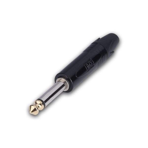 MX 6.35 MM P-38 MONO MALE CONNECTOR HEAVY DUTY BLACK COATED WITH GOLDEN TIP