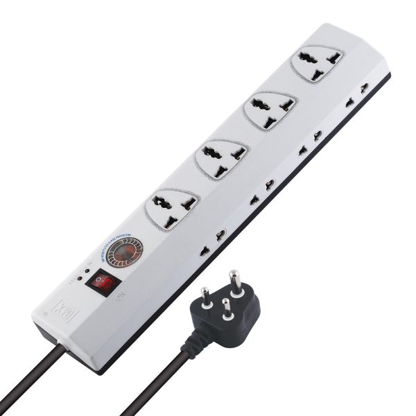 MX 12 Outlet Universal Surge/Spike Protector With Single Master Switch (3 Pin: 4 outlet & 2 Pin: 8 Outlets) With 1.5 Meter Power Cord
