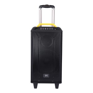 MX 10 Inches Wooden Multimedia Trolly Speaker with two Wireless Microphone & Bluetooth, USB & Aux Connectivity