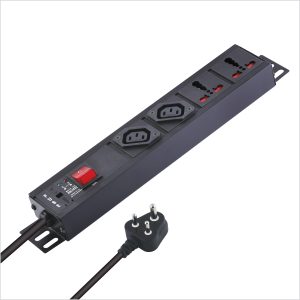 MX 2-Outlet Power Distribution Unit with IEC 320 C13, 2 Universal Sockets (16A), Child Safety Shutter, Master Switch, Industrial-Standard Aluminum Body. Wall or desk mountable with a 1.5m heavy-duty cord.