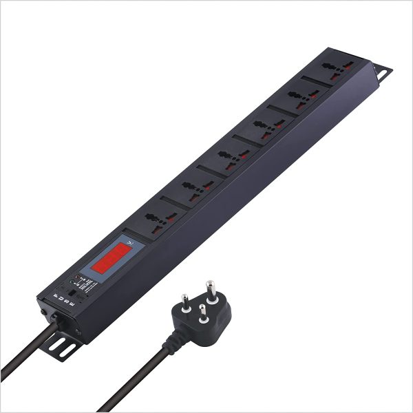 MX 6-Outlet Power Distribution Unit with Live Voltage Display, 6 AMP (Parameter: 30W~265V), Wall/Rack Mount, Built-in Fuse, Master Switch, Heavy-Duty 1.5m Power Cord.