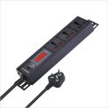 MX 3-Outlet Power Distribution Unit with Live Voltage Display, 6/16 AMP (Parameter: 30W~265V), Wall/Rack Mount, Built-in Fuse, Master Switch, Wall Mount, Heavy-Duty 1.5m Power Cord.