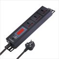 MX 3-Outlet Universal Power Strip with Live Voltage Display - 6 AMP (Parameter 30W~265V) | Wall/Rack Mount | Built-in Fuse | Master Switch | Heavy-Duty 1.5m Power Cord