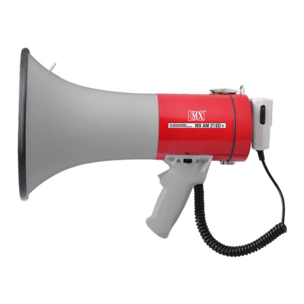 MX Handheld Battery Operated Megaphone with Microphone, Siren, Handheld Megaphone AM 21SD+ Indoor, Outdoor PA System (60 W)