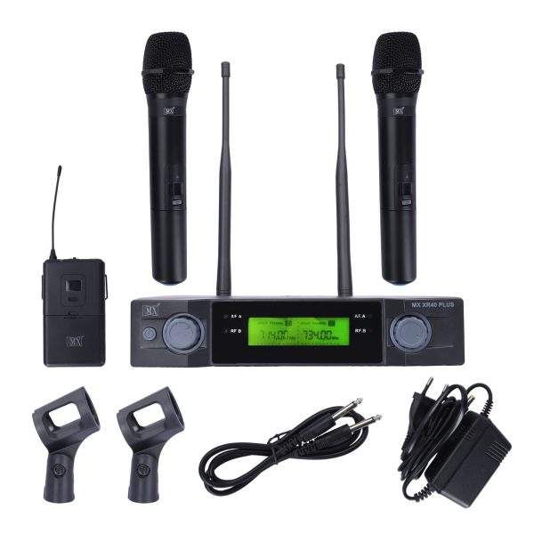 MX Professional Fixed Frequency Series Wireless Cordless Microphones with 2 Handheld Mics