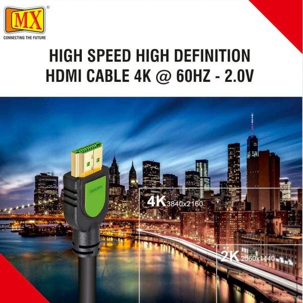 MX HDMI Male to HDMI Male Cord 2.0 V (40 Meter) 19pin High Speed HDMI Cable Supports 4K@30MHz, 2160p, 1080p & 3D and Audio Return for TV, Laptop, PC, Monitor & Projector (Black)- MX-4050H