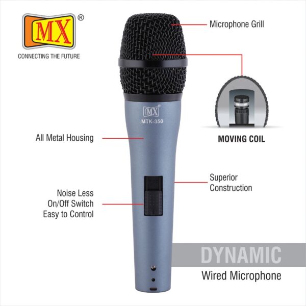 MX Vocal Dynamic Wired Microphone for Vocal & Speech Purposed (Pack of-1 Pcs)