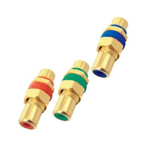 MX RCA Female to RCA Female Bulkhead 'RGB' Connector - Panel Mounting (Gold Plated), Heavy Duty
