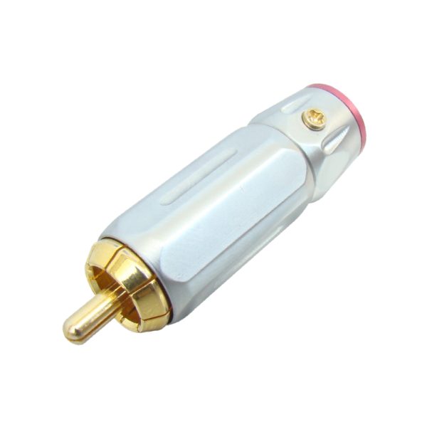 MX RCA Male Connector, Pearl Chrome Plated, Heavy Duty Lock Type with Teflon for 9mm Cable (Gold Plated)