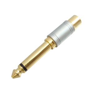 MX 6.35mm P-38 Mono Male to RCA Female Connector (Gold Plated) with Pearl Chrome Plating