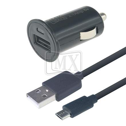 USB CAR CHARGER SINGLE PORT 2.1 AMP – 5V WITH USB A 2.0 TO MICRO USB B CORD  - MX MDR TECHNOLOGIES LIMITED