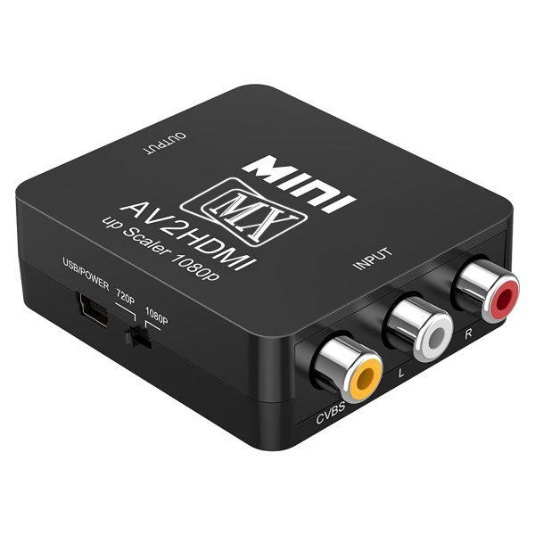 MX Composite AV RCA to HDMI Video Converter Adapter Full HD 720/1080p UP Scaler AV2HDMI for HDTV Standard TV Converter (MX-3747)