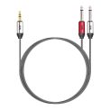 MX EP 3.5 mm Stereo to 2 P-38 Mono Male Cable for Personal Computer, Laptop, Smartphone (Silver, Red, Grey, 1.5M)