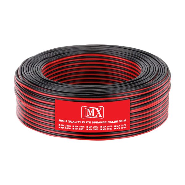 MX Speaker Cable High Performance Red & Black 14 WIRE = 24 AWG - 50 meters Coil - Premium Speaker Wires for Home Theater Systems, Speakers, Vehicles, Car Audio, Amplifiers, Hi-Fis, Receivers Etc.