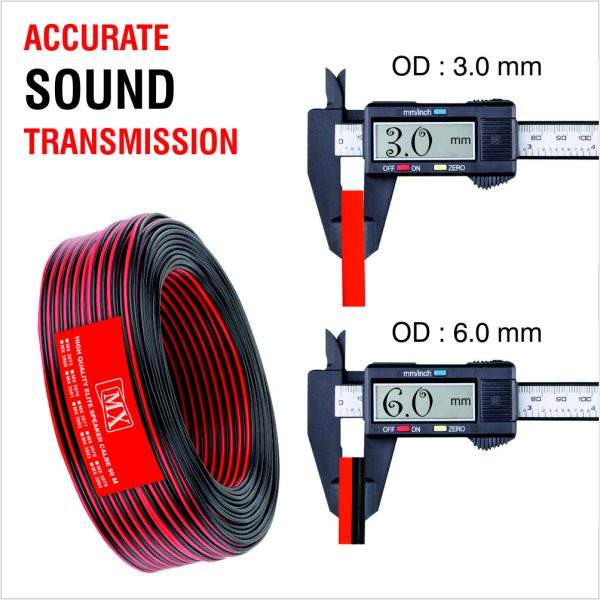 MX High Performance Red & Black Speaker cable 40 WIRE = 18 AWG - 50 meters Coil - Premium Speaker Wires for Home Theater Systems, Speakers, Vehicles, Car Audio, Amplifiers, Hi-Fis, Receivers Etc. (1)