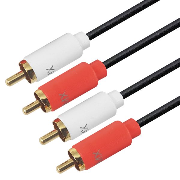 MX Two RCA Male to Two RCA Male Cord : 1.5 mtr : Slim Type : Gold Plated