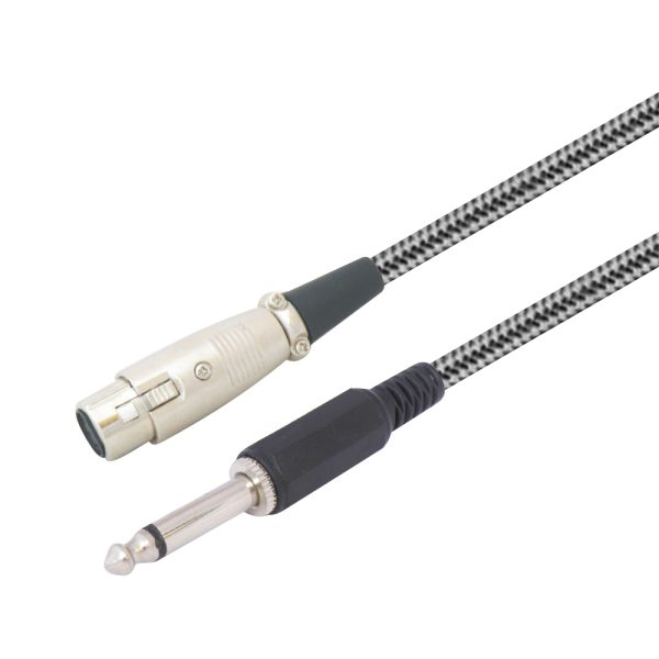 MX 3-pin mic male connector XLR to P-38 mono male cord with nylon mesh - 10 mtr (MX-4100C)