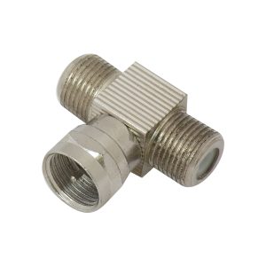 2 'F' type female socket to 1 'F' type male mini 'T' connector