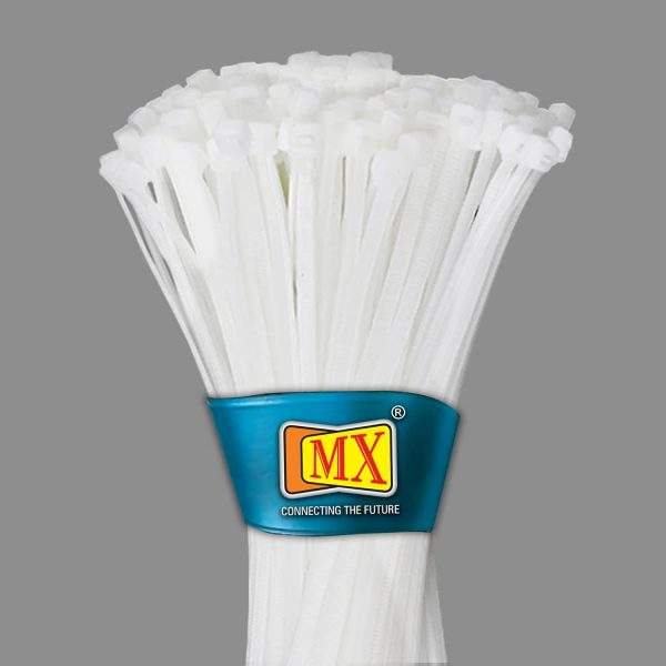 MX Grip Nylon Self Locking Cable Tie White (406 mm x 4.8 mm, 16 inch, Pack of 2000) - Heavy Duty Strong Zip Wire Fastener Organizer Tie, Cable Management Uses in Home & Offices