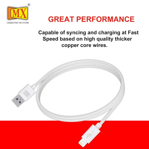 MX USB 2.0 to Lightning Fast Charging and Data Sync Cable Compatible for iPhone 13, 12,11, X, 8, 7, 6, 5, iPad Air, Pro, Mini