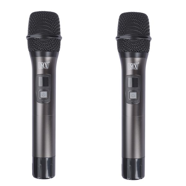 MX DUAL UHF WIRELESS MICROPHONE SYSTEM WITH 2 HANDHELD MICS WITH VARIABLE FREQUENCY
