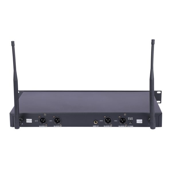 MX 4 Channel UHF WIRELESS MICROPHONE SYSTEM WITH 4 LAPEL MICS BODY PACK TRANSMITTERs WITH FIXED FREQUENCY