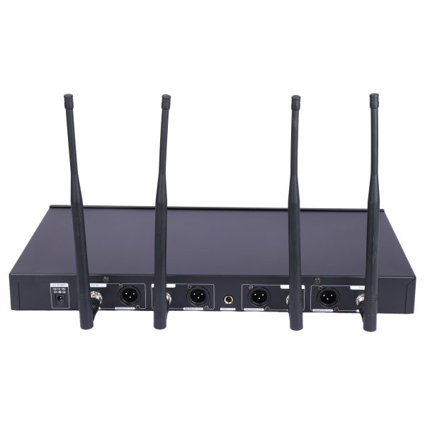 MX 4 Channel UHF WIRELESS MICROPHONE SYSTEM WITH 4 LAPEL MICS BODY PACK TRANSMITTER MICS WITH VARIABLE FREQUENCY