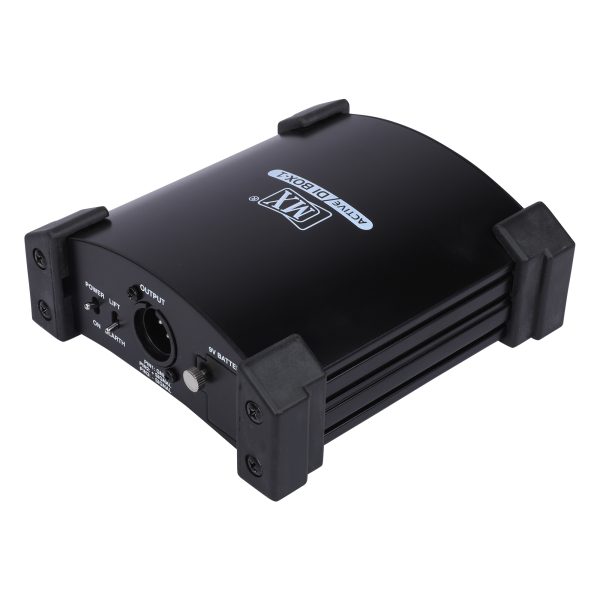MX Active DI Box, 6.3mm jack input XLR input (unbalanced), XLR output (balanced), frequency response 10Hz-40kHz