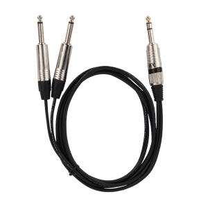 MX Amplifier 6.35 mm P-38 Stereo Male to Two 6.35 mm P-38 Mono male cable (Black, MX-3927 1.5M)