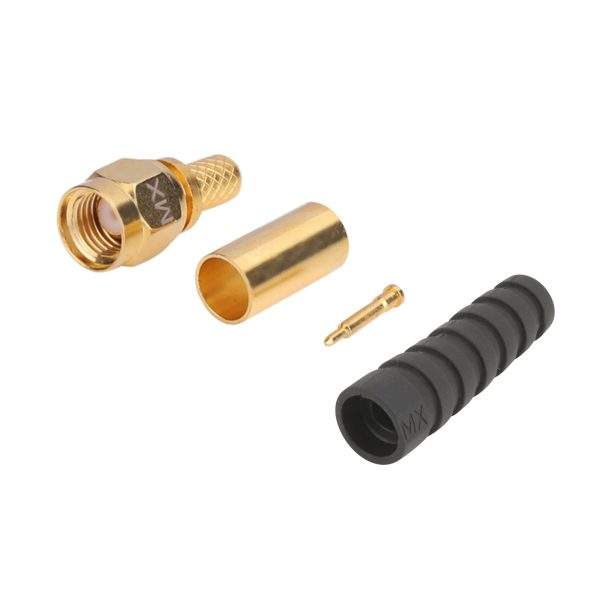 SMA Male Connector Crimp Type For RG-58U, 174U Cable (fully Gold Plated) With Boot