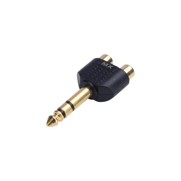 MX 6.35 mm P-38 stereo male to 2 RCA female connector(GOLD PLATED)