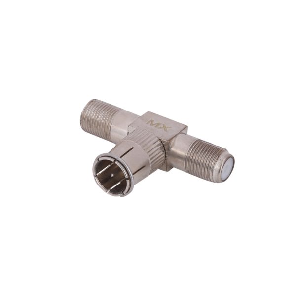 T Connector 2 'F' Type Female To 1 'F' Type Male Self Locking