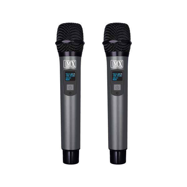 MX DUAL UHF WIRELESS MICROPHONE WITH TWO HANDHELD TRANSMITTER MICROPHONES WITH VARIABLE FREQUENCY