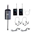 MX DUAL UHF WIRELESS MICROPHONE WITH TWO LAPEL MICS BODYPACK TRANSMITTER WITH VARIABLE FREQUENCY