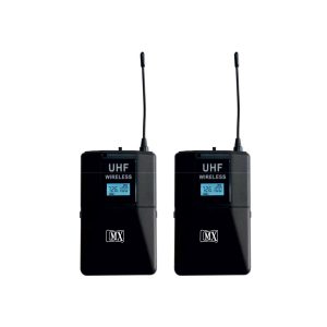 MX DUAL UHF WIRELESS MICROPHONE WITH TWO LAPEL MICS BODYPACK TRANSMITTER WITH VARIABLE FREQUENCY