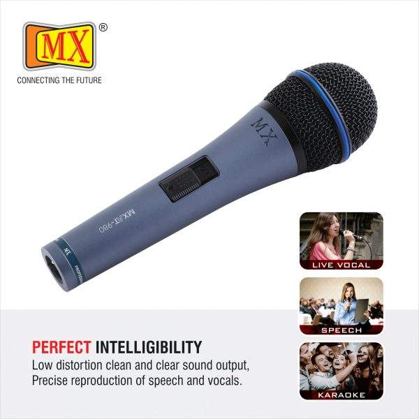 MX Vocal Dynamic XLR Unidirectional Microphone with On/Off Switch (Cable Not Included) for Karaoke, Vocal, Presentation, DJ, Speech