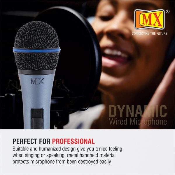 MX Vocal Dynamic XLR Unidirectional Microphone with On/Off Switch (Cable Not Included) for Karaoke, Vocal, Presentation, DJ, Speech