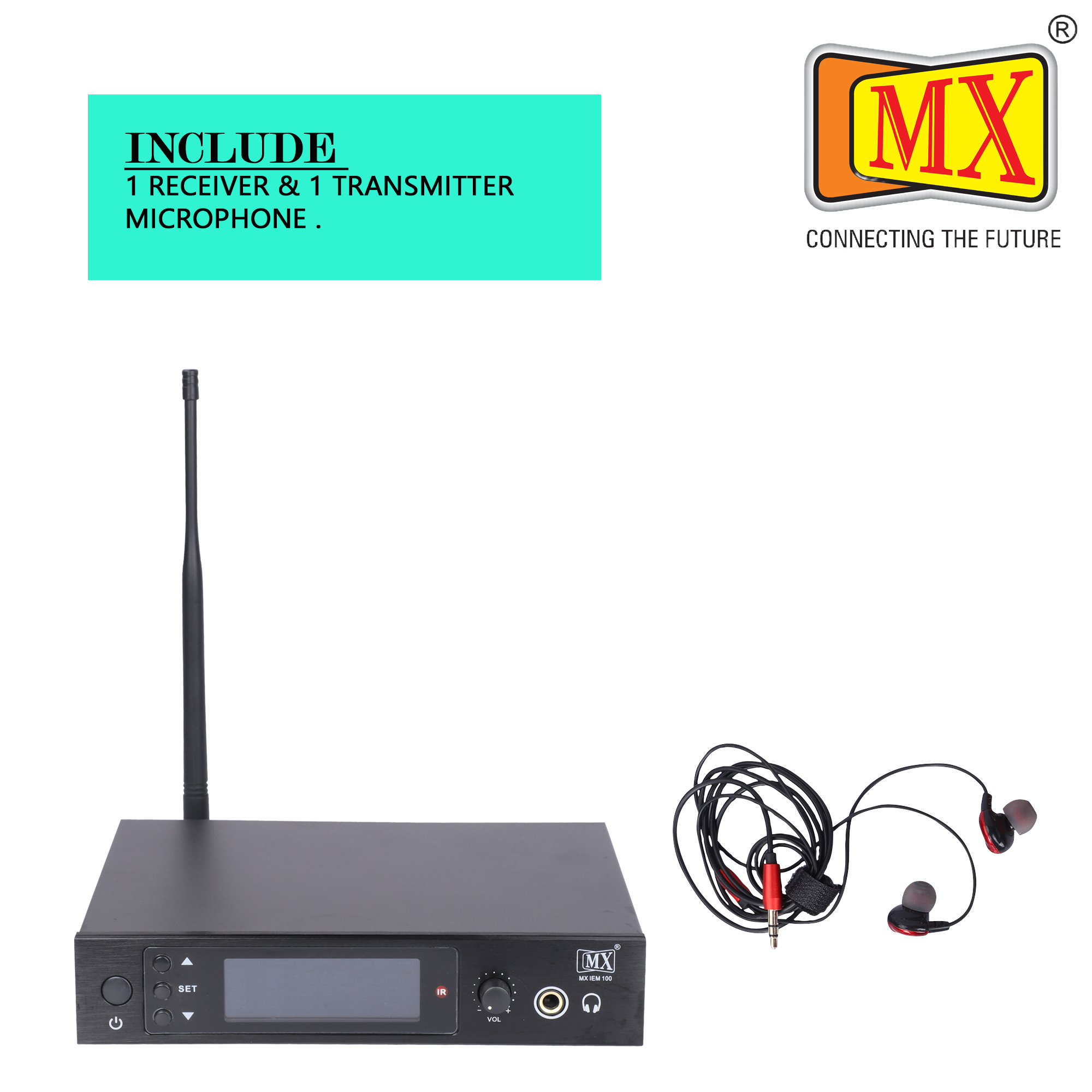 MX IEM Wireless In-ear monitor System Professional for Stereo System  Transmitter and Beltpack Receiver for Studio, Guitar, Band Rehearsal, Live  Performance – (MX IEM 100) - MX MDR TECHNOLOGIES LIMITED
