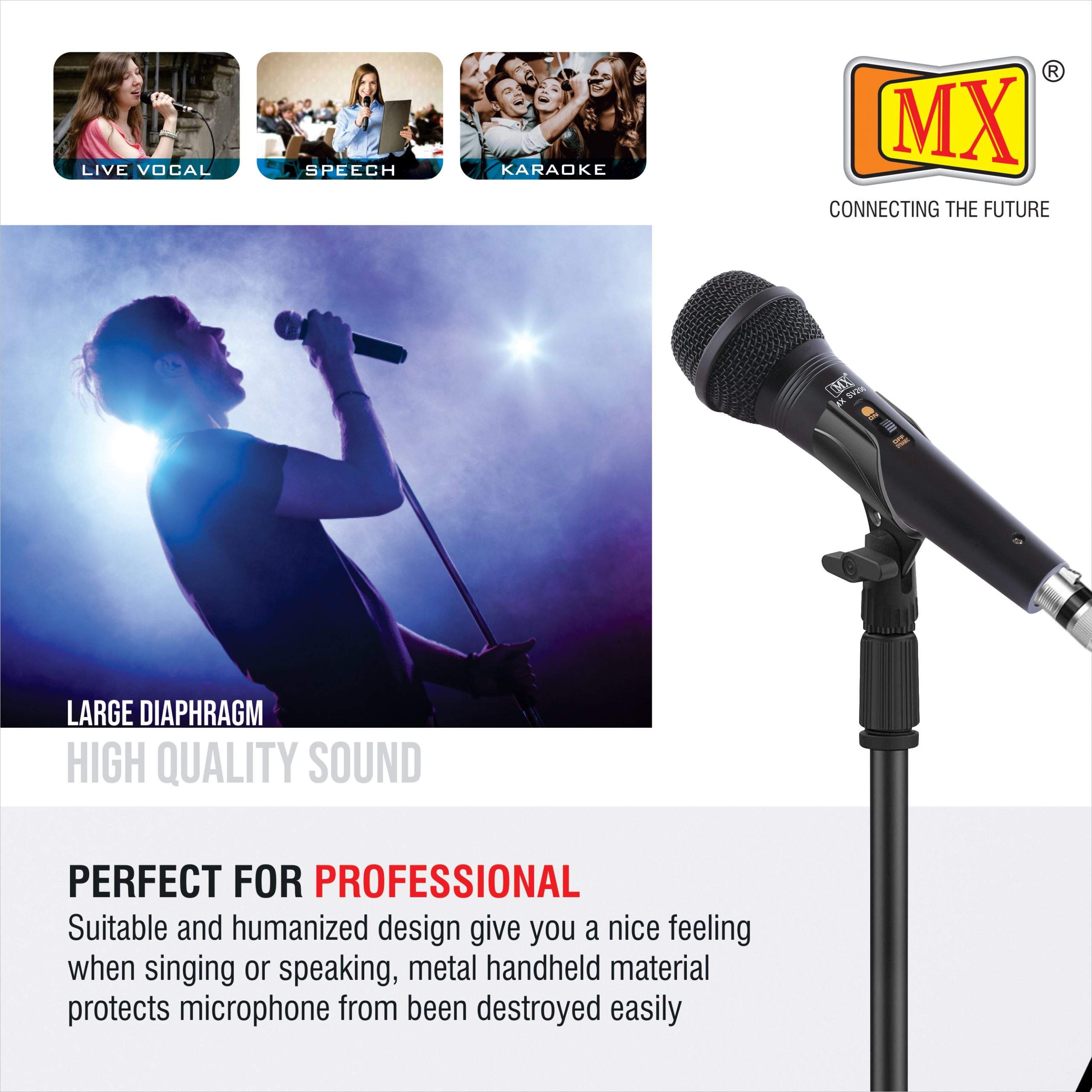 MX Dynamic Unidirectional Microphone Ideal for Spoken-Word Presentations,  Karaoke Performances, Multimedia, Instrument Use, Home Or Portable  Recording/Karaoke Systems (MX 100 XLR) - MX MDR TECHNOLOGIES LIMITED