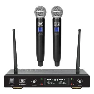 MX Dual UHF WIRELESS MICROPHONE SYSTEM WITH 2 HANDHELD MICS for Party, Wedding Host,Business Meeting & Multi-Purpose