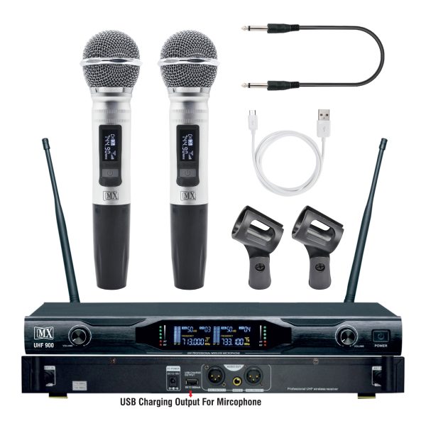 MX UHF WIRELESS MICROPHONE SYSTEM WITH 2 HANDHELD MICS (FIXED FREQUENCY) for Party, Wedding Host,Business Meeting & Multi-Purpose