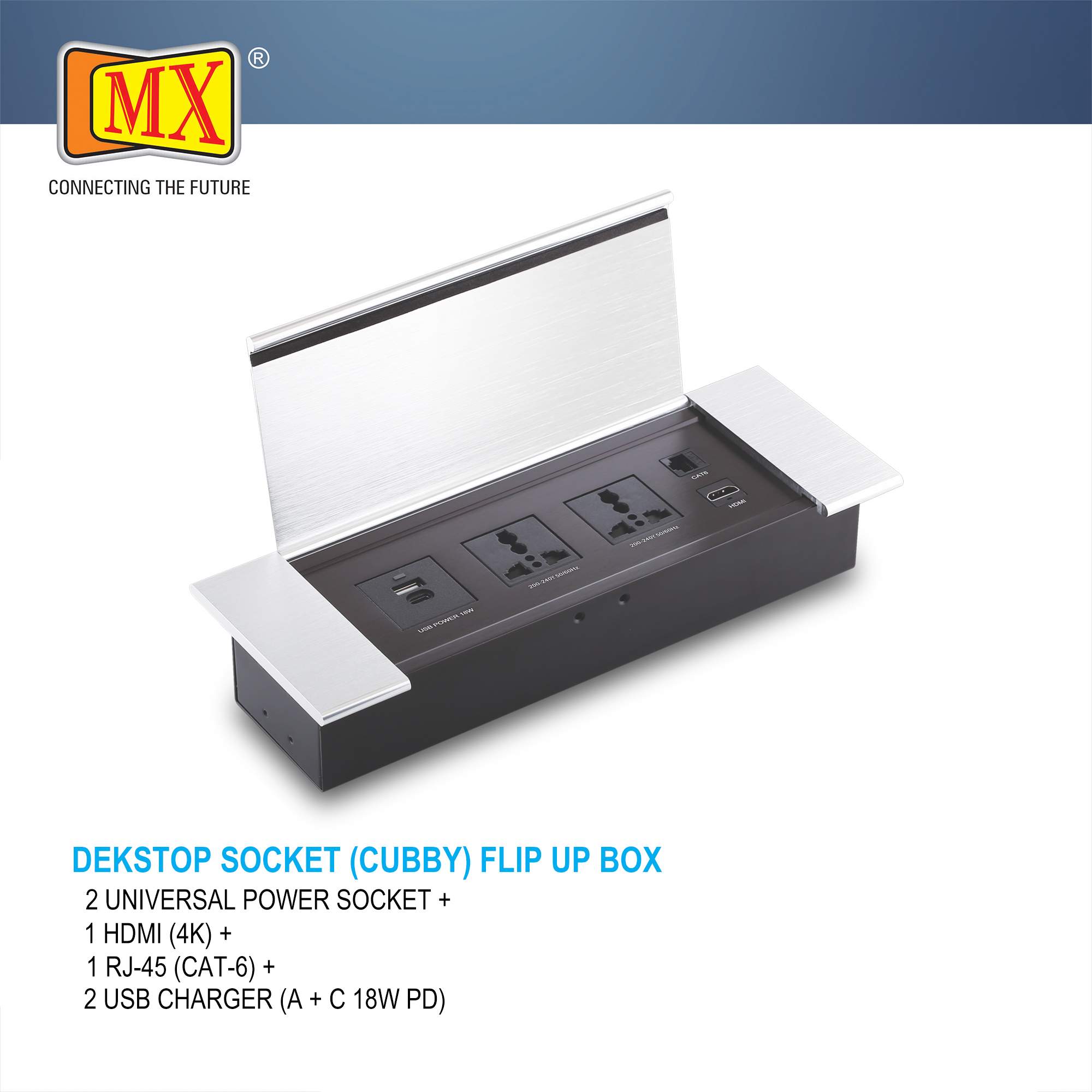 Pop Up Conference Table Connectivity Box Power Data, USB, HDMI, Silver –  Conference Table Boxes