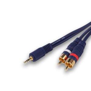 MX EP Stereo Male 3.5mm To 2 Male RCA Cord (Gold Plated) OFC Cable - 10 Mtr
