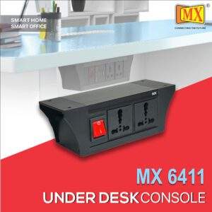 MX PDU Under table 6/16 Amps 2 Universal Socket | 2 USB (2.4 Amp) with Dual Pole LED Indicator Switch | 16 Amps Heavy Duty Cord 10 Meter with ISI Marked, Aluminium Body Material(MX 6411-10M Black)