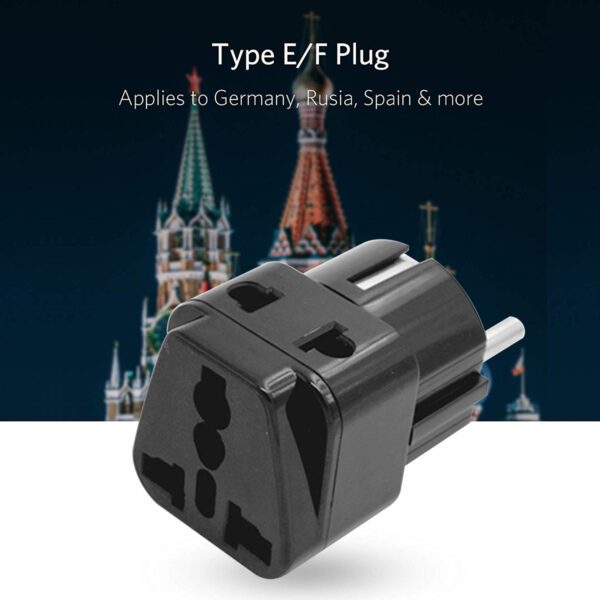 MX 2 in 1 Conversion Plug Europe Type Schuko Plug to Universal Socket and 2 pin Socket Worldwide Travel Adapter (Black)