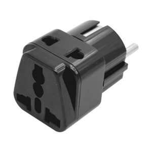 MX 2 in 1 Conversion Plug Europe Type Schuko Plug to Universal Socket and 2 pin Socket Worldwide Travel Adapter (Black)